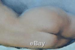 Large Painting Old Nude Erotic Dos Portrait Woman Cesar Vilot Deco Art Hst X2