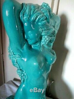 Large Sculpture Slip Naiade Nymph Woman Signed Real Del Sarte Art Deco