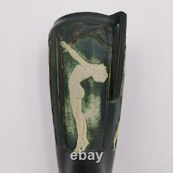 Large Vase Art Deco Cracked Ceramic Roseville Pottery Naked Women Art Nouveau