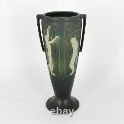 Large Vase Art Deco Cracked Ceramic Roseville Pottery Naked Women Art Nouveau