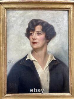 Leon Galand Superb Portrait Of An Elegant Art Deco Sign Date 1926 H/t Woman