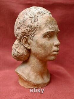 Léon Morice Terracotta Sculpture Portrait Woman African Art Deco Africanism