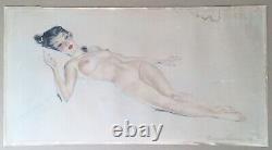 Litho Art Deco Eugene Lelièpvre Portrait Sensual Woman Nu Female Pin Up 30-40