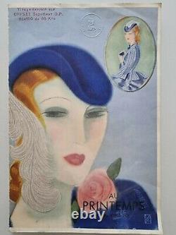Lithograph Woman Paris Winter 1931 Art Deco. Lithograph Woman Paris Winter