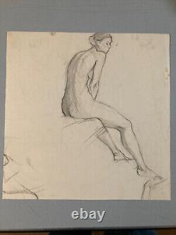 Lot 4 Pencil Lead Drawings 1950 Man Woman Portrait to Identify Art Deco