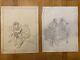 Lot Of 9 Nude Portrait Drawings In Pencil On Paper Of A Naked Woman 1920 Erotic Art Deco Antique