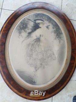 Louis Icart Aquatint-water High-woman-favorite-paris-1920 Art-deco Bird Framework