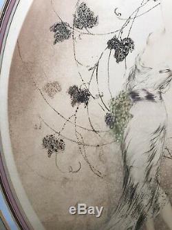 Louis Icart Original Lithograph Signed Midinette Portrait Of Woman Grape Wine