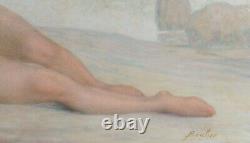 Lucien Boulier Painting Naked Woman Pointillism Art Deco Impressionism Erotica