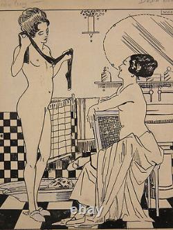 Lucien Guy (xix-xx) Ink Chine 2 Nude Erotic Era Art Deco 1930
