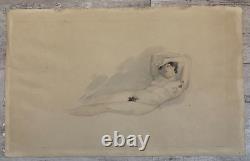 Lying woman watercolor signed Agasse circa 1930 Art Deco period