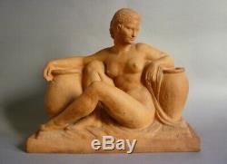 M A Bouraine The Woman With Jars Terra Cotta Art Deco 1930