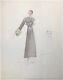 Madeleine Jeannest Original Drawing Art DÉco Fashion Woman Coat 1930s #3