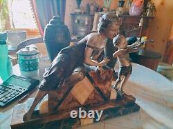 MAGNIFICENT ART DECO WOMAN STATUE FROM 1930 IN REGULE signed URIANO DISPLAY OBJECT