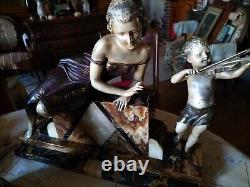 MAGNIFICENT ART DECO WOMAN STATUE FROM 1930 IN REGULE signed URIANO DISPLAY OBJECT