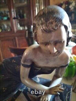 MAGNIFICENT ART DECO WOMAN STATUE FROM 1930 IN REGULE signed URIANO DISPLAY OBJECT