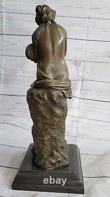 Magnificent French Style Art Nouveau Deco Bronze Chair Statue From A Woman Signed