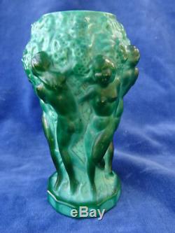 Malachite Vase Curt Schlevogt Art Deco Naked Women / Nude Women