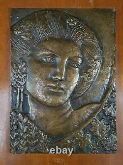 Marc Leriche Portrait Of Young Woman On Bronze Art Nouveau Very Beautiful Patina
