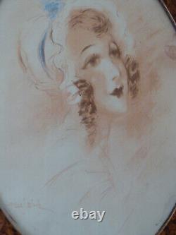 Marcel Bloch (1882-1966) Sanguine Drawings Signs Portrait of a Woman Art Deco