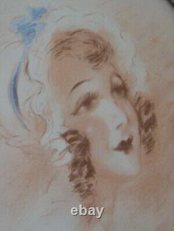 Marcel Bloch (1882-1966) Sanguine Drawings Signs Portrait of a Woman Art Deco