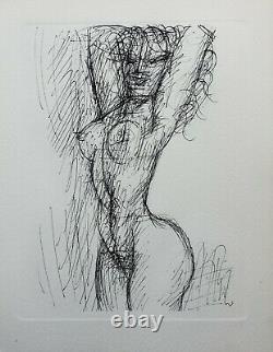 Marcel Gromaire Beautiful Naked Woman Standing Original Gravure, 1952 + Certificate