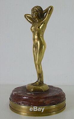 Mascot Signed Cars Amilcar Veyrard Naked Woman Bronze Art Deco 1925