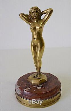 Mascot Signed Cars Amilcar Veyrard Naked Woman Bronze Art Deco 1925