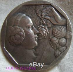 Med10198 Medal Art Deco Woman Rose By Grün