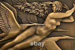Medaille Plaque Femme Nue Art Deco New Delamarre Non Atribue Aviation