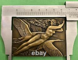 Medaille Plaque Femme Nue Art Deco New Delamarre Non Atribue Aviation