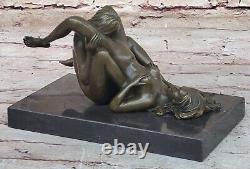 Modern Art Deco Bronze Sculpture Erotic Woman Metal Hand Opening Chair Decor