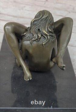 Modern Art Deco Bronze Sculpture Erotic Woman Metal Hand Opening Chair Decor