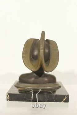 Mr. Leducq Bronze Patinated Topic Africanist Mursis Woman On The Art Deco Plateau