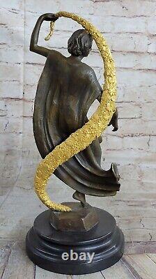 Museum Quality Classic Art Deco Women 100% True Bronze Sculpture Made By