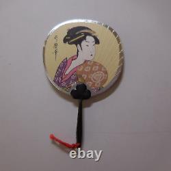 N23.334 Japan Asia Art Deco Woman 3 Miniature Geisha Fans Wall Mount