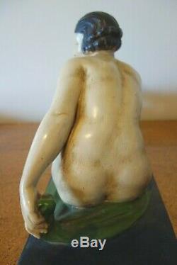 Naked Woman Great Art Deco Pottery Signed Patina Montry