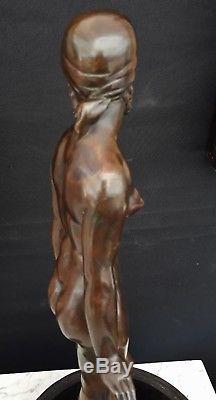 Naked Woman In Bronze E. Popineau Art Deco Automobile Trophy 1938 Dunlop Dancer