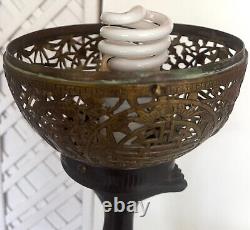 Naked Woman Lamp/ Brass Ideogram Globe/ Ceramic/ Art Deco Style
