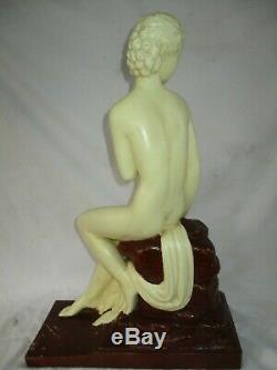 Naked Woman Statue Lemanceau (54cm) Art Deco Odyv / French Naked Sculpture 1900-1930