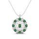 Natural Emerald Art Deco Filigree Pattern Necklace For Women 925 Sterling Silver