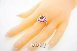 Natural Garnet Gemstone 925 Sterling Silver Art Deco Women's Ring Wedding Gift