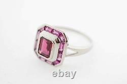 Natural Garnet Gemstone 925 Sterling Silver Art Deco Women's Ring Wedding Gift