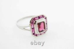 Natural Garnet Gemstone 925 Sterling Silver Art Deco Women's Ring Wedding Gift