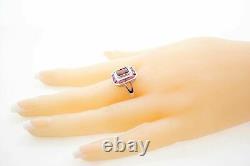 Natural Garnet Gemstone 925 Sterling Silver Art Deco Women's Ring Wedding Gift