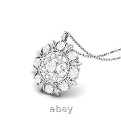 Natural Oval Art Deco Filigree Pattern Women's Necklace 925 Sterling Silver
