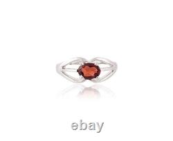 Natural Red Gem Grenat Art Deco Woman Ring 925 Sterling Silver