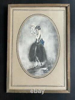 Nelly Degouy Rare Water Strong Signed Art Deco Young Woman & Puppet Frame