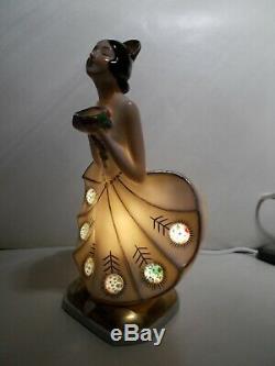 Night Art Deco Woman Burned Porcelain Lamp Sculpture (box Vase)