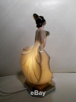 Night Art Deco Woman Burned Porcelain Lamp Sculpture (box Vase)